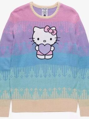 Hello Kitty Pastel Gradient Crewneck Sweater - Multicolor